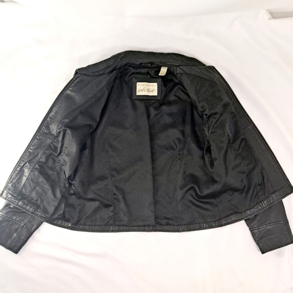 Lord and Taylor Womens Leather Jacket Black Moto Vintage Full Zip Pockets  10 - Picture 8 of 16